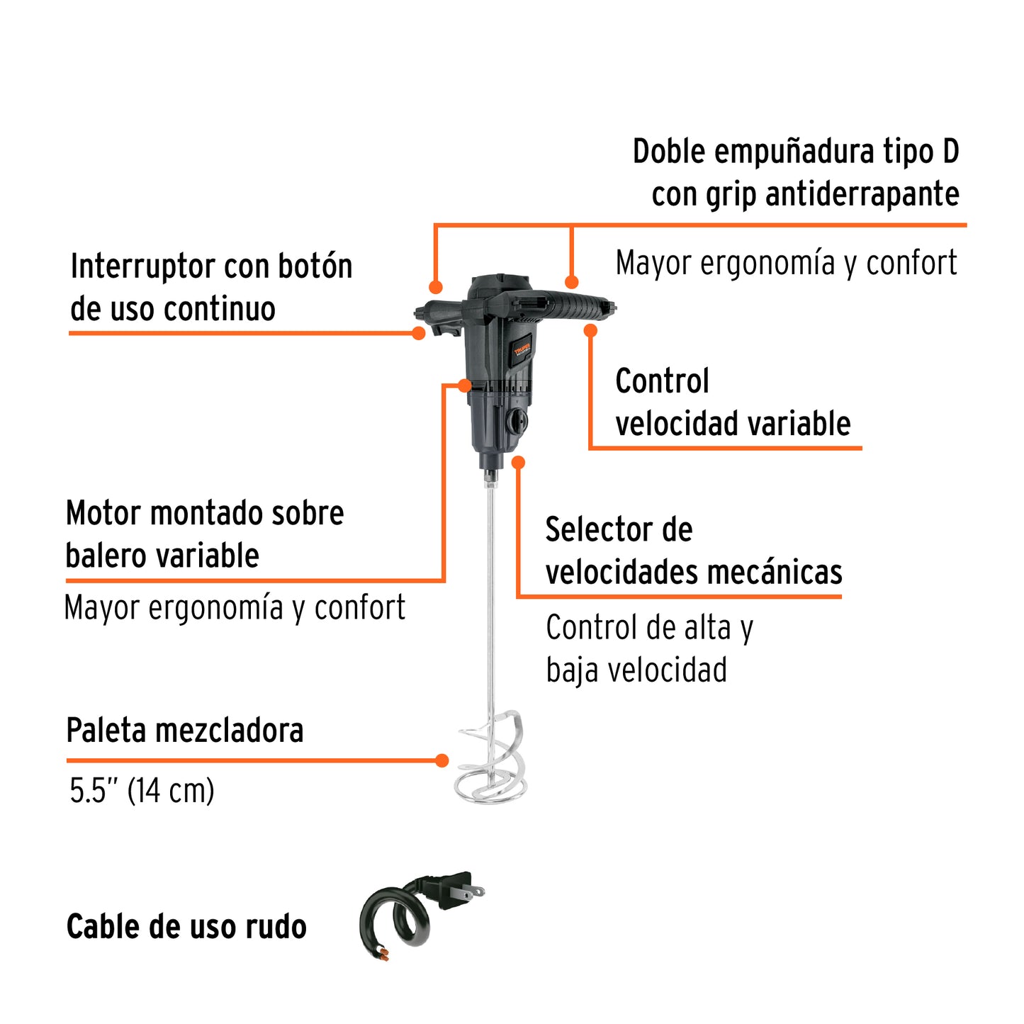 Mezcladora eléctrica 1500W, TRUPER INDUSTRIAL