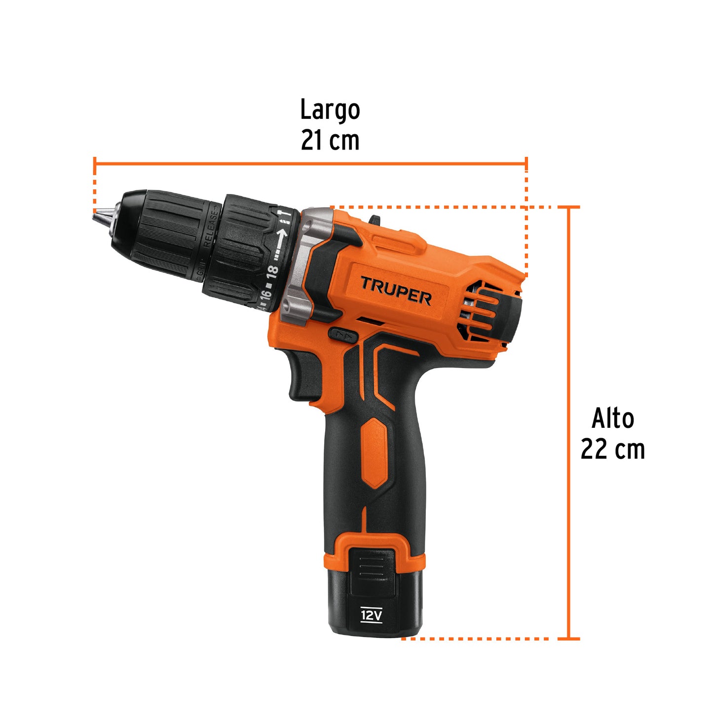 Rotomartillo compacto 3/8", 12V, 1 batería 2Ah, PRO